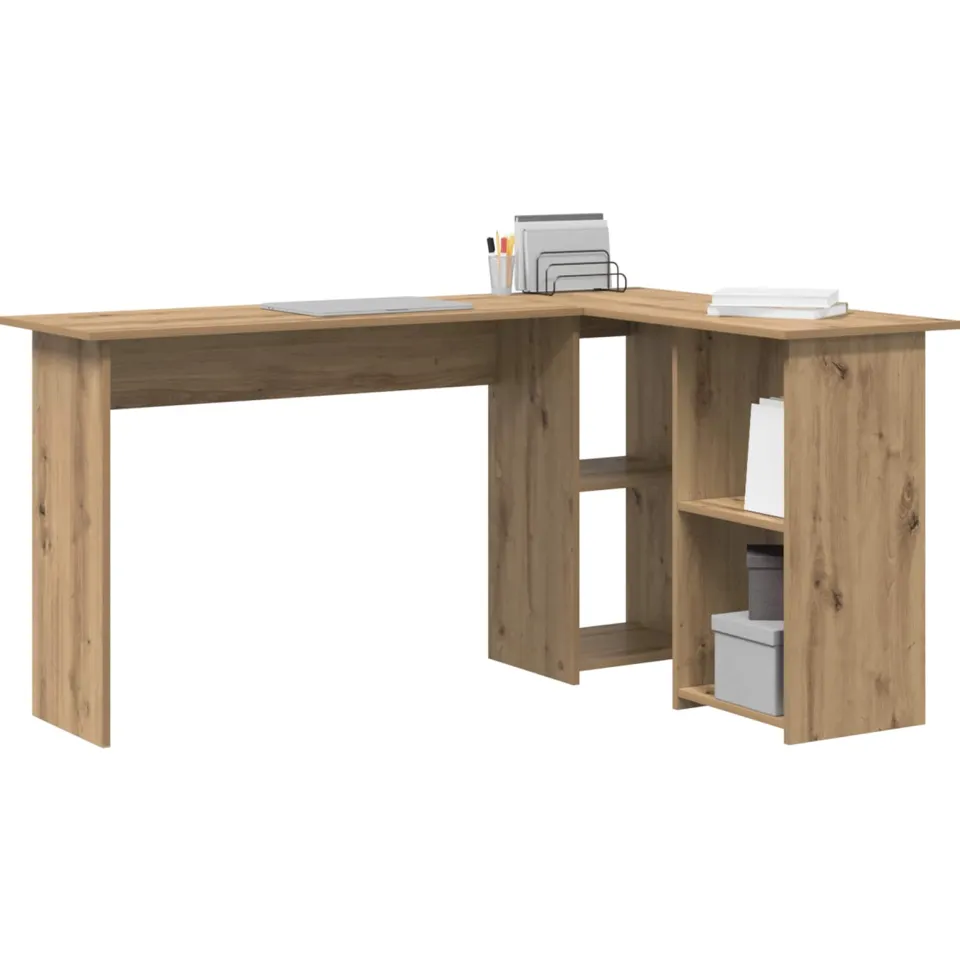 vidaXL Hoekbureau Artisan Eiken 142 x 102 x 73 cm Bewerkt hout Bruin