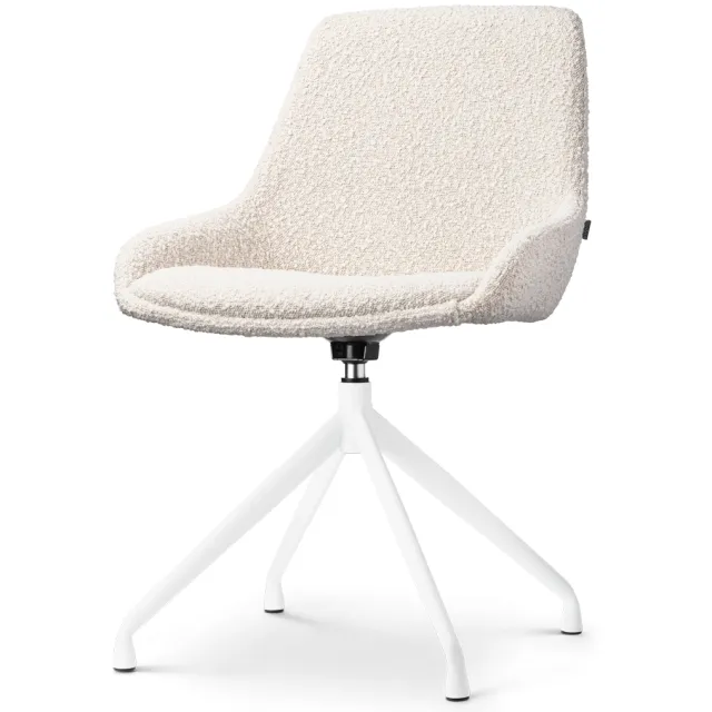 Nolon Nola-Isa draaibare eetkamerstoel bouclé beige - wit onderstel