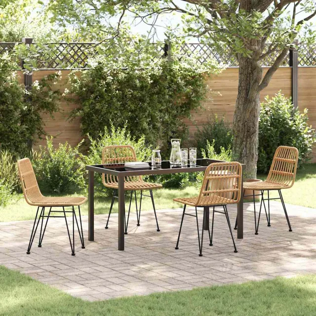 vidaXL Tuin eettafelset 5 st Bruin Gepoedercoat staal
