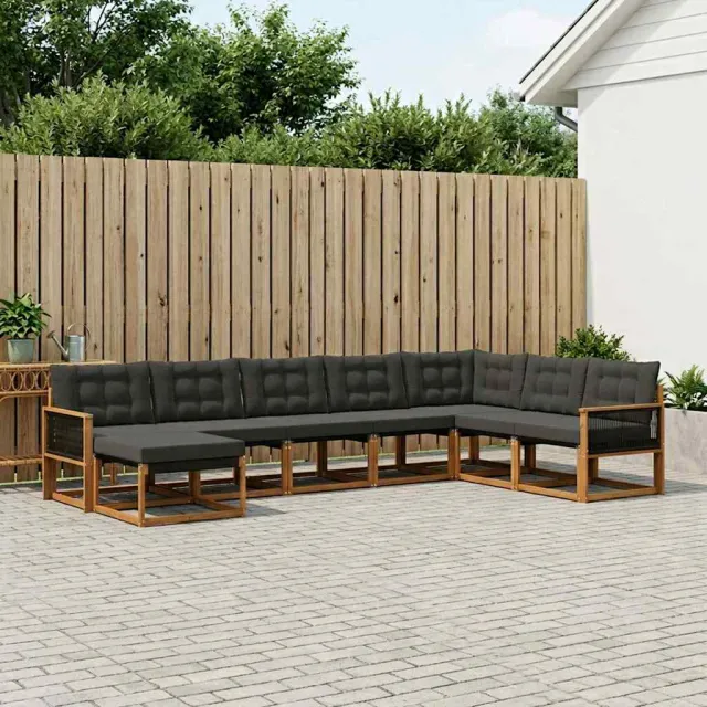 vidaXL Buiten bankenset 8 st 8-zits Naturel en Zwart