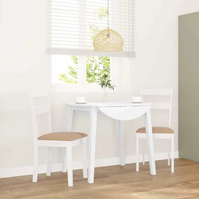vidaXL Eetkamerstoelen met kussens 2 st massief hout rubber wit, foto 2