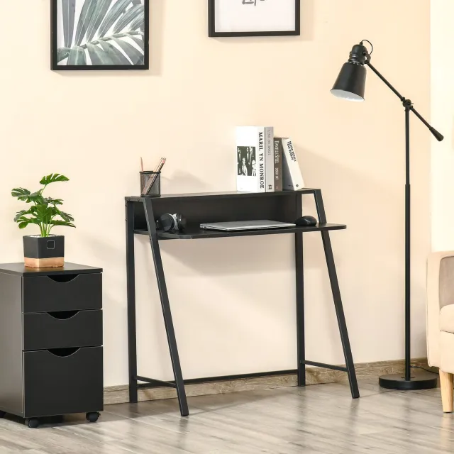 CHICFURN Bureau - Kabelmanagement - Met opbergplank - Zwart