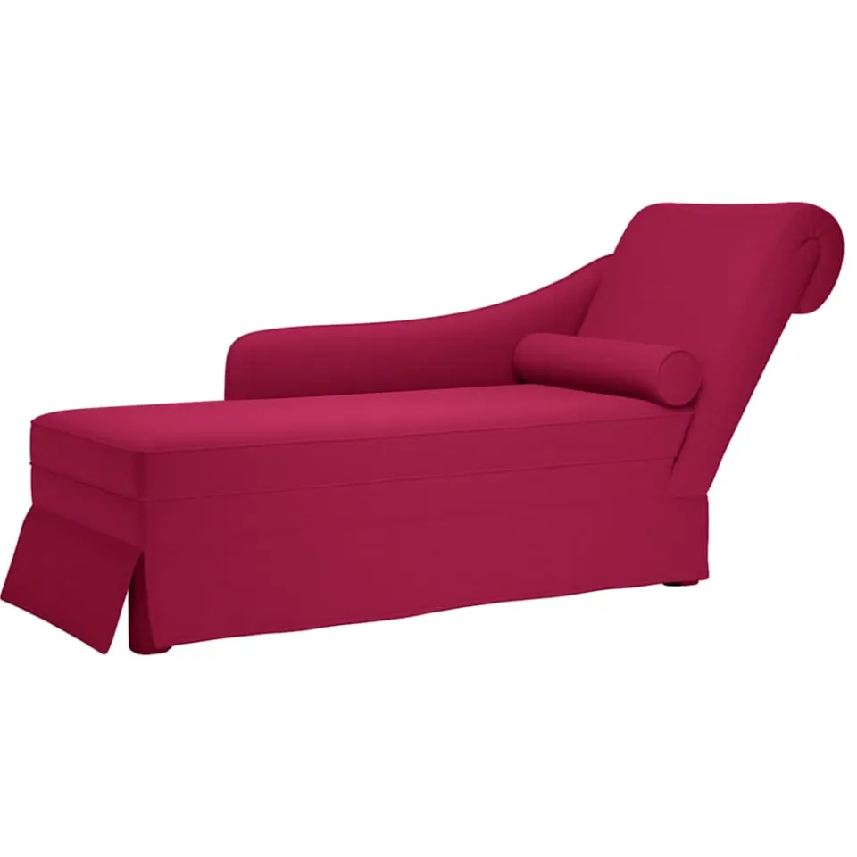 vidaXL Chaise longue met bolster en rechterarmleuning fluweel wijnrood