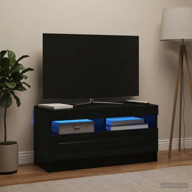vidaXL LED tv-meubel Zwart Bewerkt hout