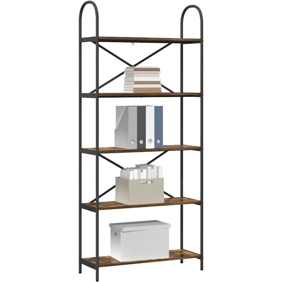 vidaXL Boekenkast 5-laags 80 x 30 x 183 cm Bewerkt hout Gerookt eiken, foto 3
