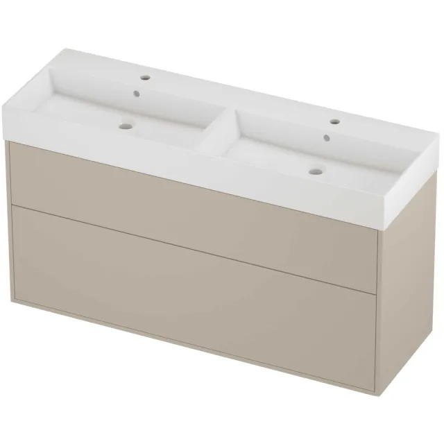 Proline Zara Badmeubelset Porselein Loft 2 Laden 140x46x78 cm Glans Wit Soft Linen Beige