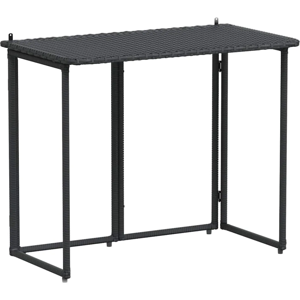 vidaXL Tuintafel inklapbaar 90x51x75 cm poly rattan zwart, foto 4