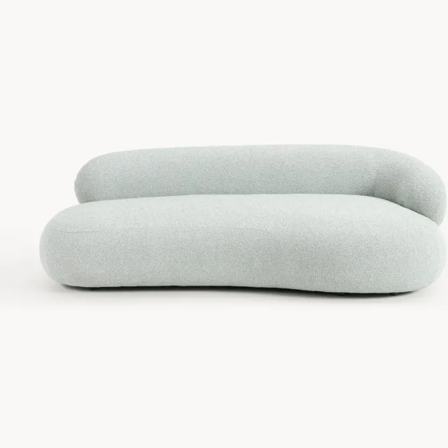 Westwing Collection Bouclé bank Alba (3-zits) Lichtblauw