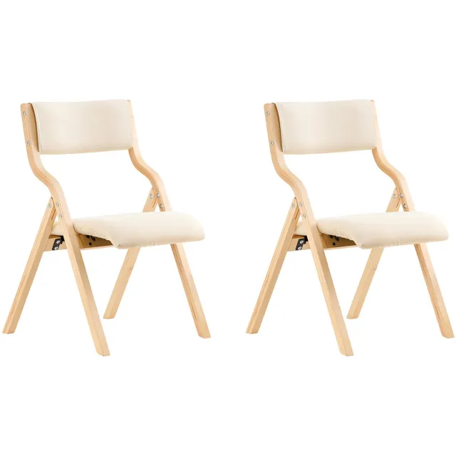 SoBuy Set van 2 Klapstoel, Bureaustoel met Gestoffeerd Zitkussen, Eetkamerstoel, Wit, 49x80x54cm, FST40-Wx2 - voor Eetkamer, Keuken, Woonkamer of Thuiswerkplek