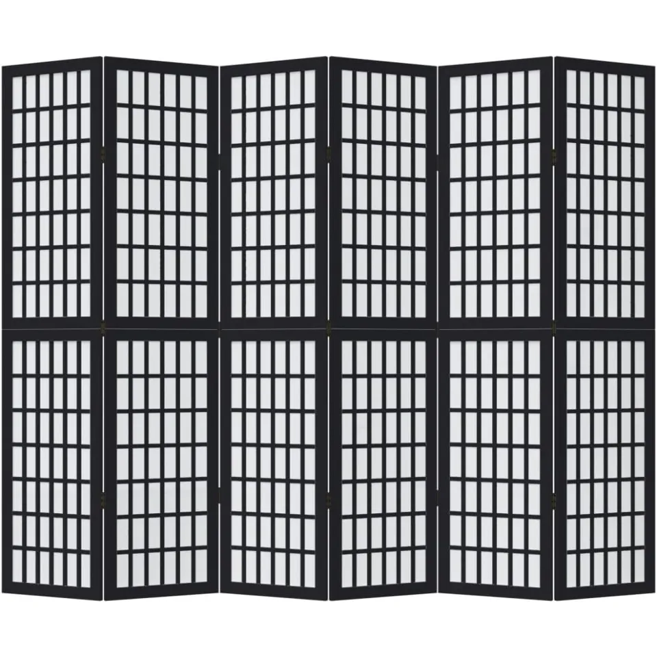 vidaXL Kamerscherm met 6 panelen massief paulowniahout zwart, foto 4