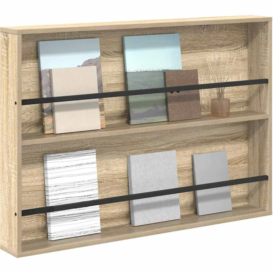 vidaXL Tijdschrift Rek Sonoma Eiken 100 x 12 x 70 cm Bewerkt hout Bruin