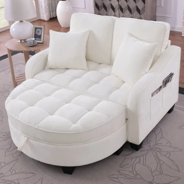 HAUSS SPOLE Slaapbank 132 X 129 X 93 Cm - Snel Om Te Vormen Tot Sofa, Chaise Longue En Bed - Voor Kleine Ruimtes - Eucalyptushout - Beige