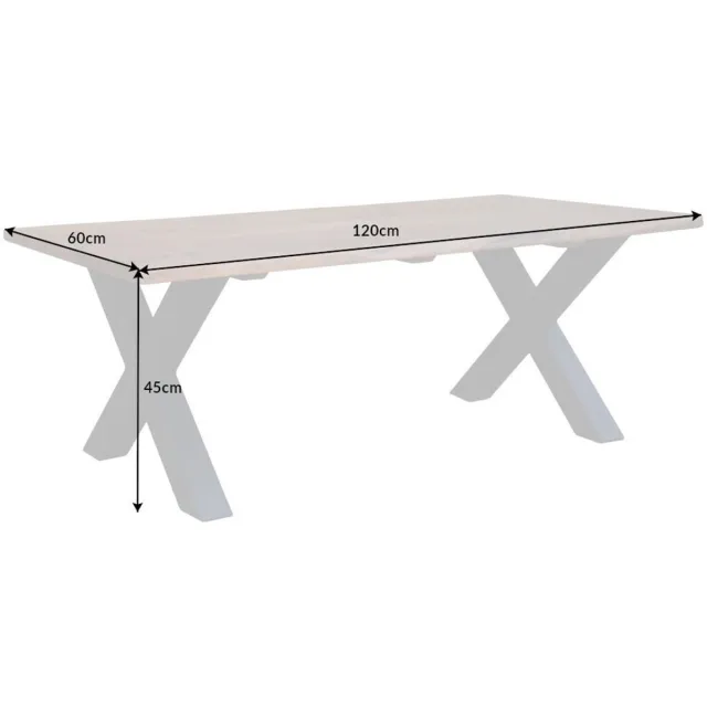 Invicta Interior Massief houten salontafel MAMMUT 120cm acacia honing afwerking X-frame zwart 2,5cm tafelblad - 41654 Zie omschrijving