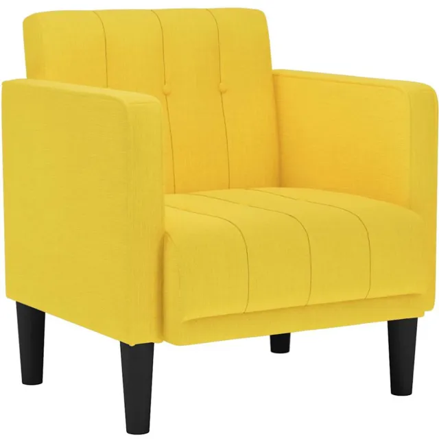 vidaXL Fauteuil - met - armleuningen - Lichtgeel - 53 - cm - Stof