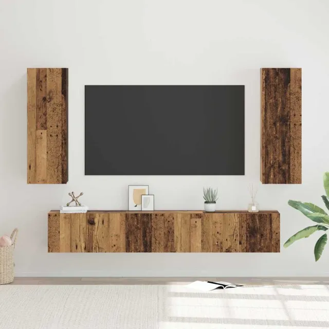 vidaXL Tv-meubelset 5 st Oud Hout Bewerkt hout Bruin