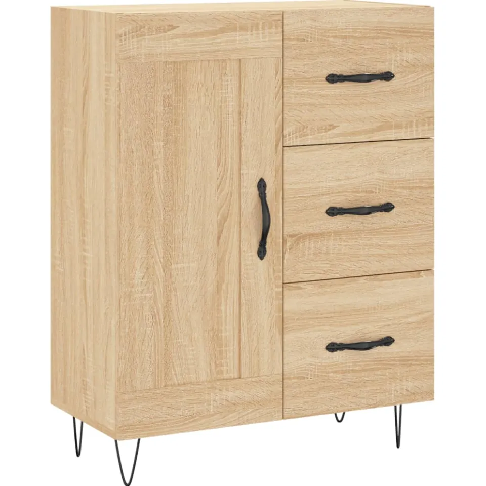 vidaXL Dressoir 69,5x34x90 cm bewerkt hout sonoma eikenkleurig, foto 3
