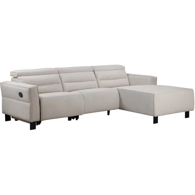 Notio Living Carpari-Hoekbank - Handmatige Relax - Crème Stof Wit