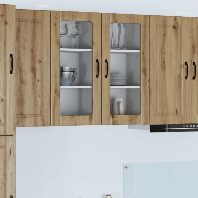 vidaXL Wandglas cabinet PORTO Artisanaal eiken 40 x 31 x 80 cm Bruin