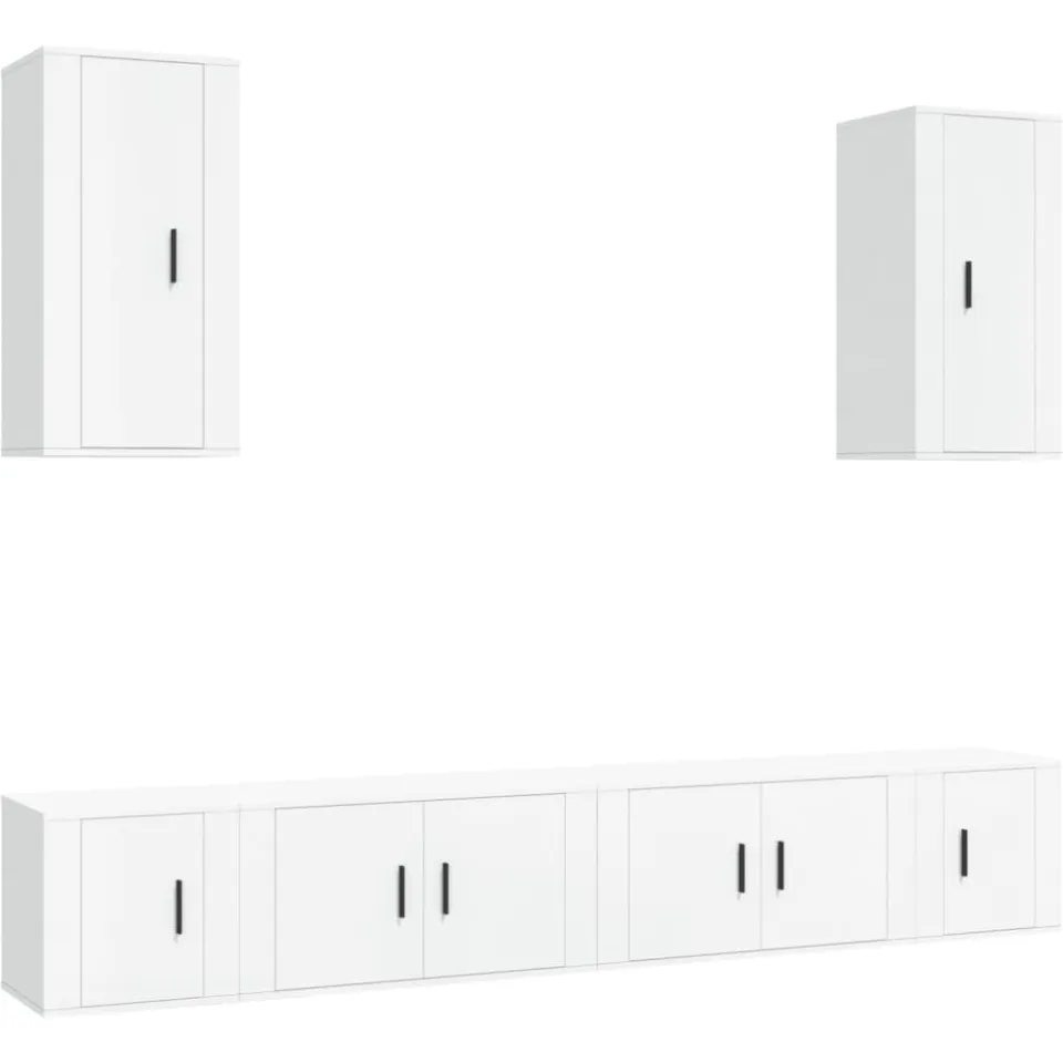vidaXL 6-delige Tv-meubelset bewerkt hout wit, foto 3
