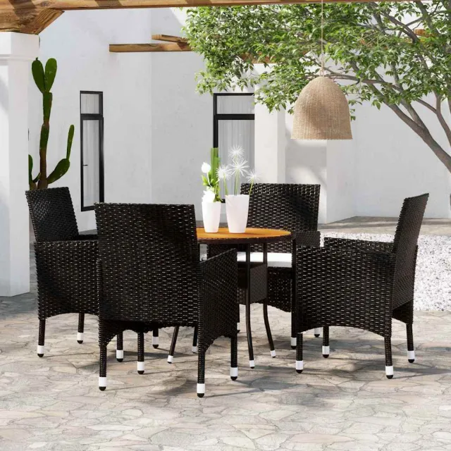 vidaXL 5-delige Tuinset poly rattan zwart, foto 2