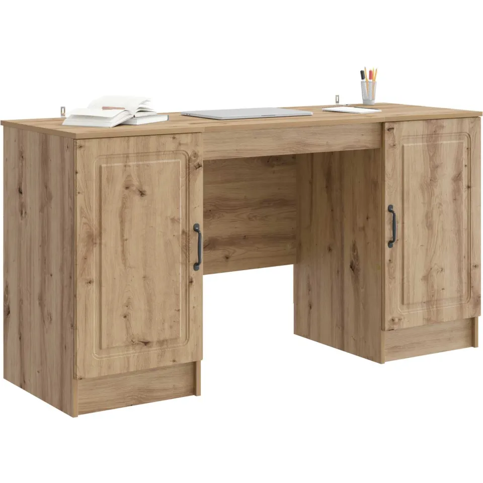 vidaXL Bureau Artisanaal eiken 142,5 x 50 x 75 cm Bewerkt hout Bruin