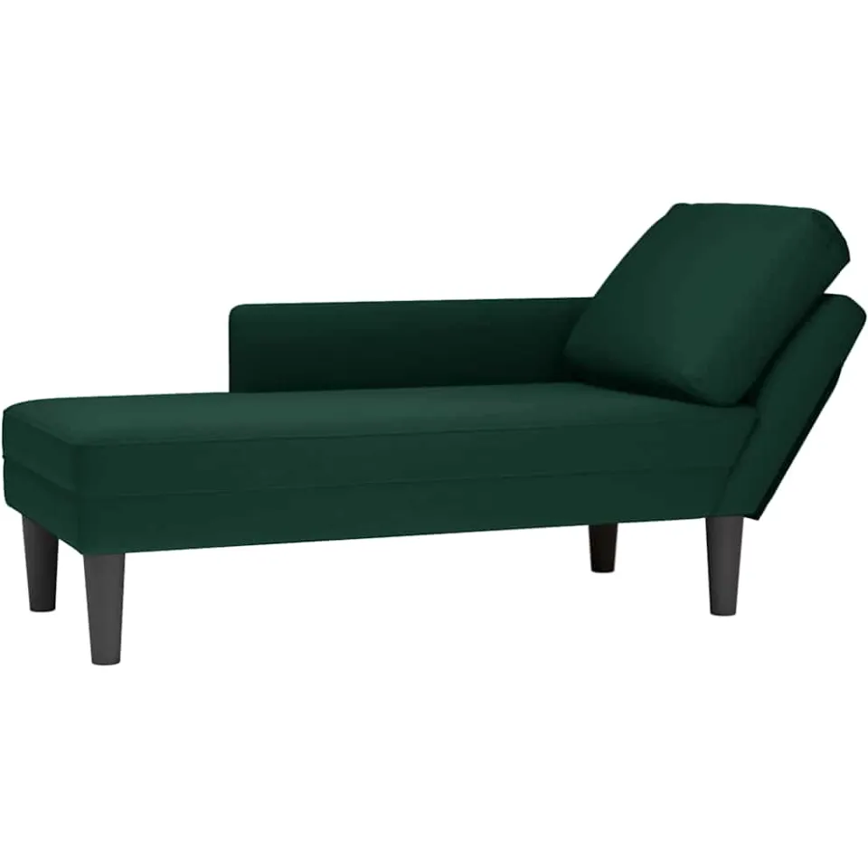 vidaXL Chaise longue met kussen&rechterarmleuning fluweel donkergroen groen, foto 4