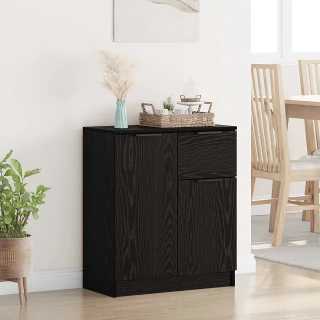 vidaXL Dressoir Zwart Eiken 60 x 30 x 70 cm Bewerkt hout, foto 2