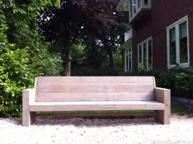 Steigerhouten tuinbank Ryo met lage armleuningen