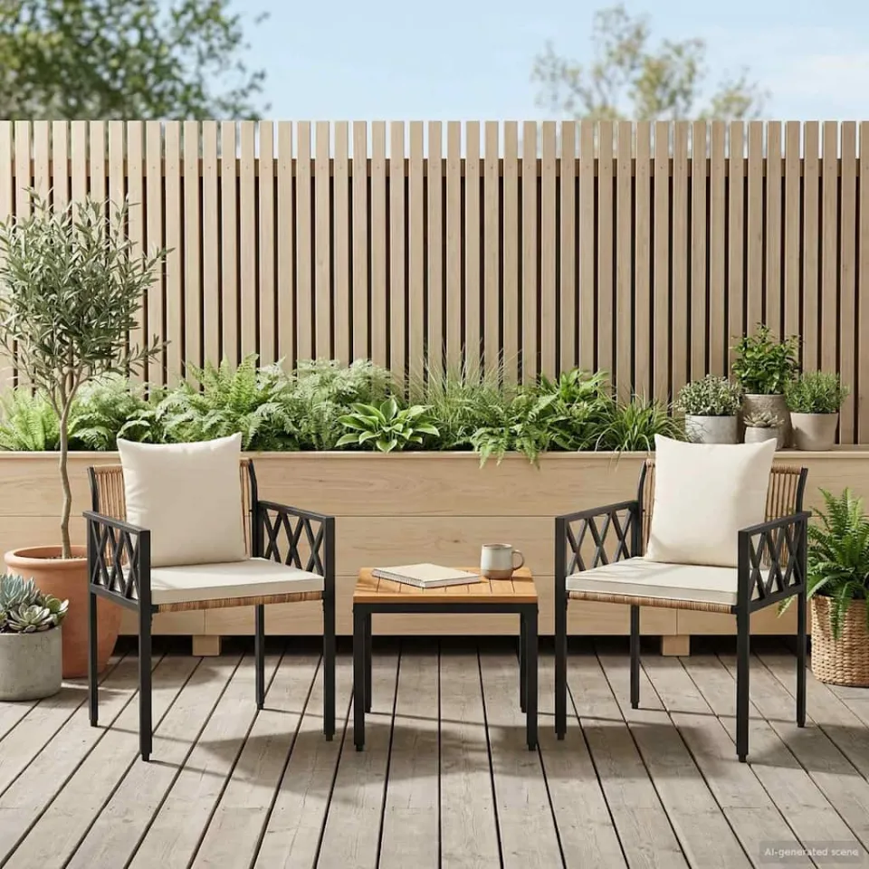 vidaXL tuinmeubelset 3 st Bruin en Crème Wit poly rattan, foto 3
