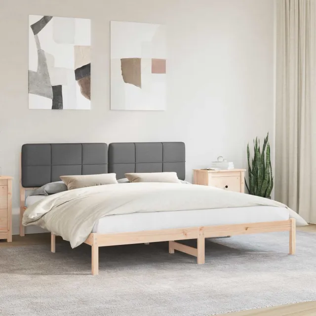 vidaXL Bedframe met Gevoerd Hoofdgedeelte Donkergrijs 180 x 200 cm