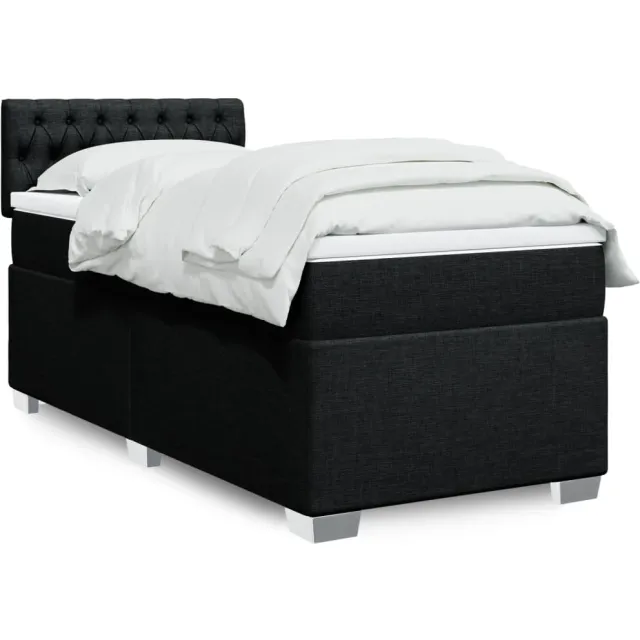 vidaXL Boxspring met matras stof zwart 100x200 cm