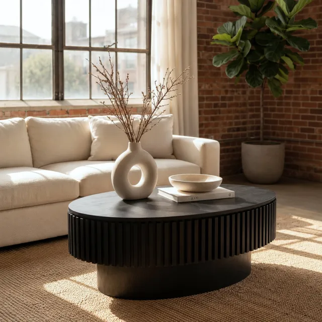 CHICFURN Salontafel 98 cm - Met verborgen opbergruimte - Afneembaar blad - Zwart