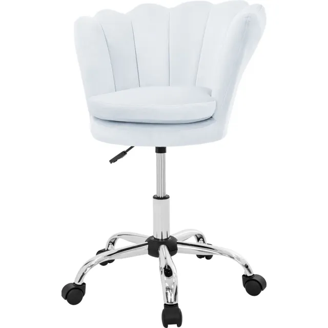 ml-design fluwelen bureaustoel licht lichtblauw kaptafel stoel met schelpvormige rug draaibare kinderstoel met wielen in hoogte aanpasbaar gestoffeerde relaxfauteuil slaapkamer ergonomische werkstoel