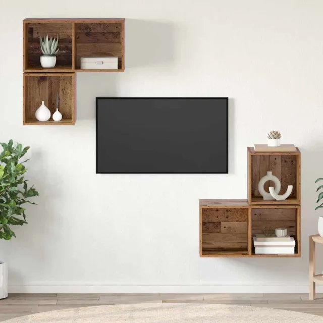 vidaXL Tv-meubelset 4 st 37 x 37 x 72 cm Oud Hout Bruin