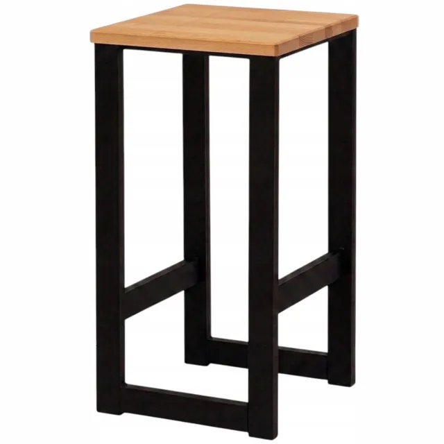 Taborecik Houten Bar Kruk Hoker Zwart Loft H64 Premium Geolied
