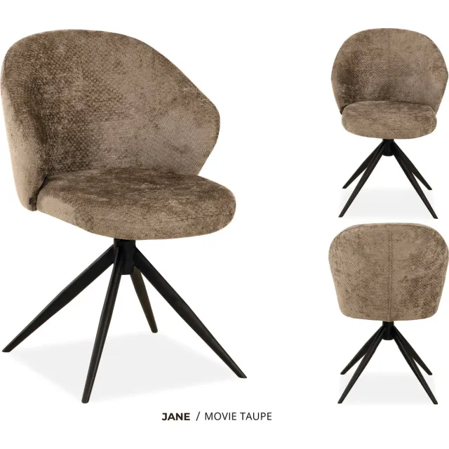 Maxfurn MX Sofa Eetkamer stoel Jane - kleur: Taupe - set van 2 stoelen