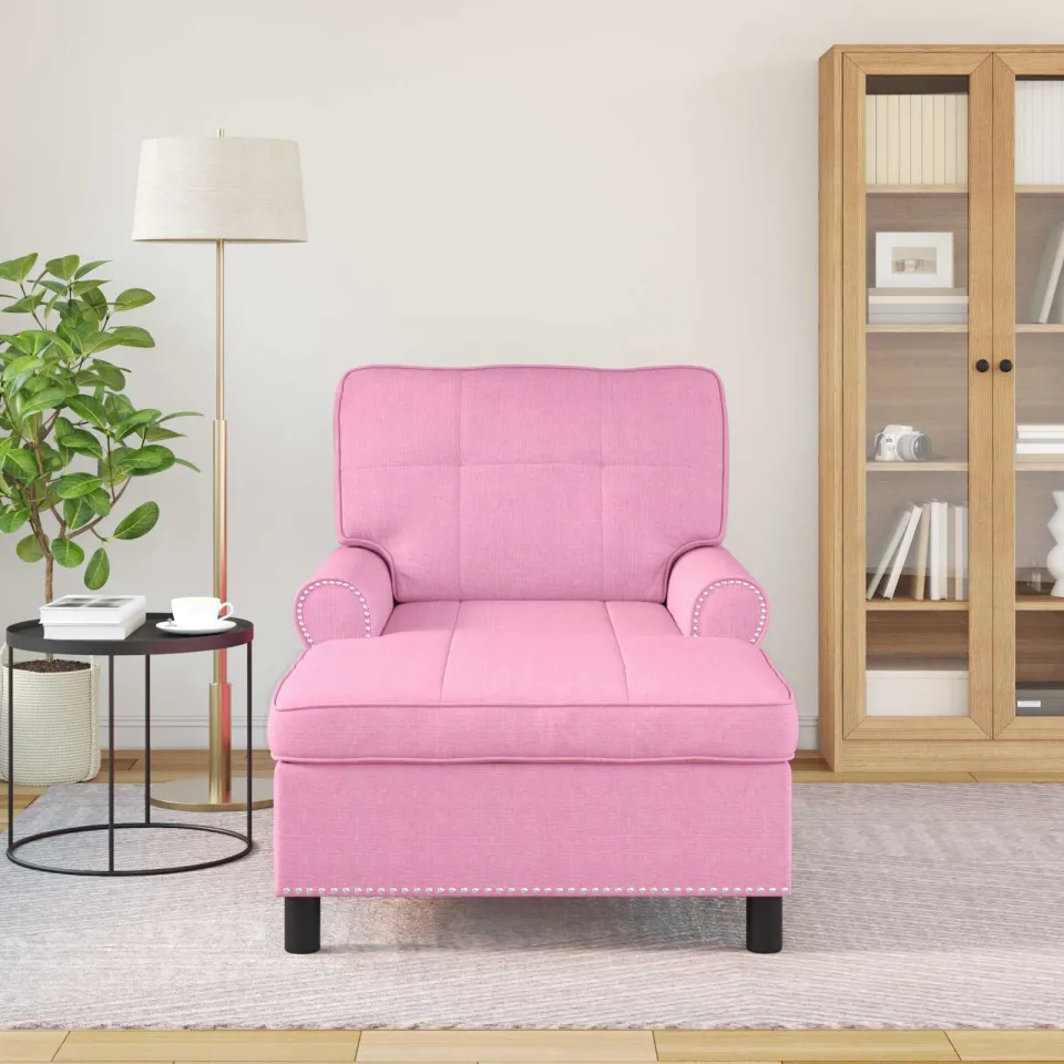 vidaXL Chaise Lounge Roze Stof 91 x 157 x 91 cm, foto 3