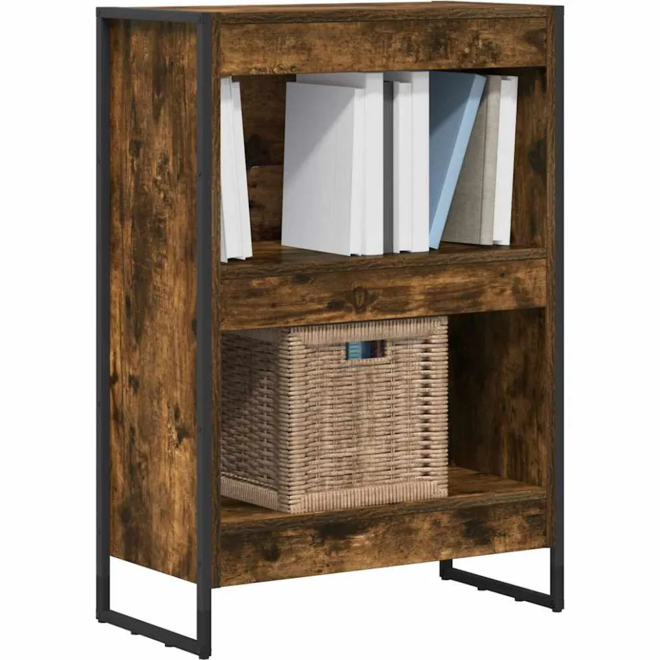 vidaXL Boekenkast 60 x 30 x 86,5 cm Bewerkt hout Rook Eik Bruin
