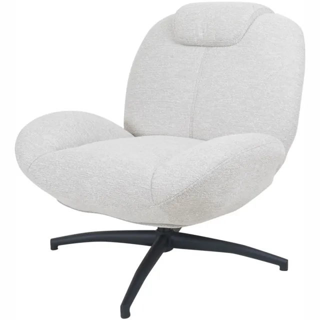 Home67 Fauteuil Lily Natural - Draaibare Design Fauteuil in Scandinavische / Hotel Chique Stijl Wit