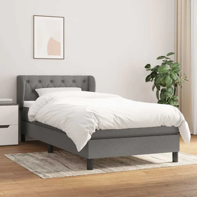 vidaXL Boxspring met matras stof donkergrijs 80x200 cm grijs