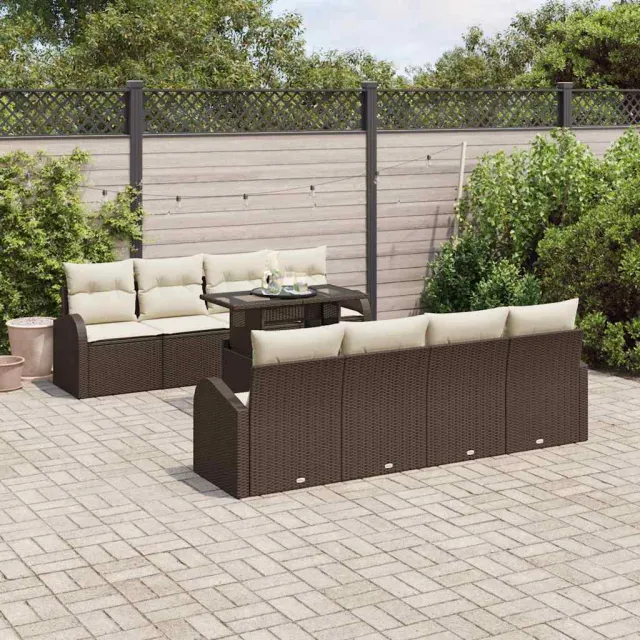 vidaXL Tuin Sofa Set 9 st Bruin poly rattan, foto 2