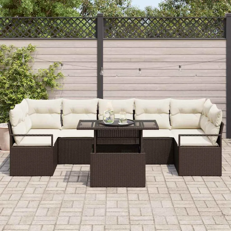 vidaXL Tuin Sofa Set 8 st Bruin Poly riet, foto 3