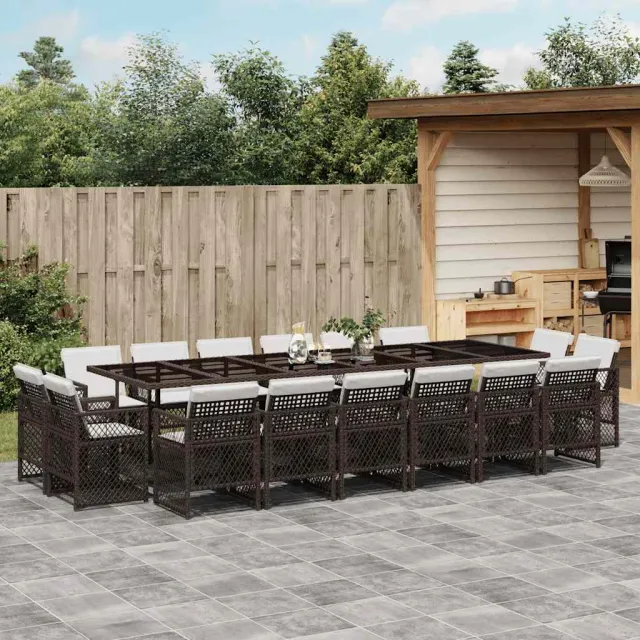 vidaXL 17-delige Tuinset met kussens poly rattan bruin, foto 2