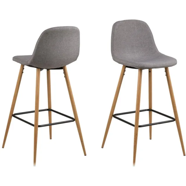 Giga Living Barkruk Willy - Lichtgrijs/Naturel - Zithoogte 75cm - Set van 2