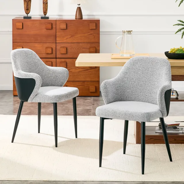 Welltin Eetkamerstoel - Eetkamerstoelen - Moderne Keukenstoel - Gestoffeerde Stoel voor Eetkamer en Woonkamer - Metalen Poten - Hoogte 83 cm - Stoffen - Grijs