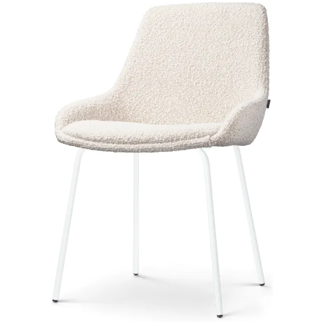 Nolon Nora-Isa eetkamerstoel bouclé beige - wit onderstel