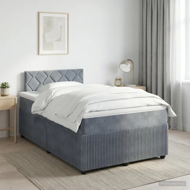 vidaXL Boxspringbed met matras Donkergrijs 120 x 190 cm Fluweel