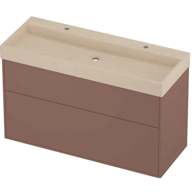 Proline Evoli Badmeubelset Hardsteen Loft 120x46x75 cm Sand Stone Beauty Blush Rosé Goud