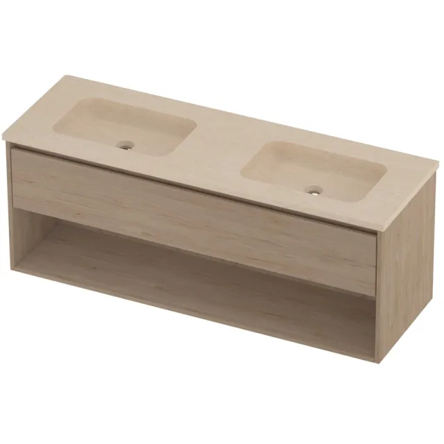 Proline Rollo Badmeubelset Hardsteen Elegant 140x46x54 cm Sand Stone Ideal Oak Eiken