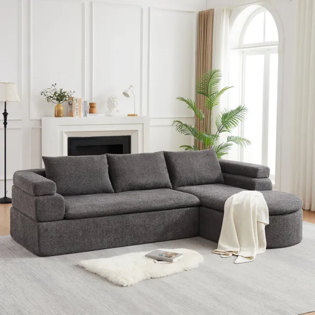 MODENUIT Hoekbank 260 x 170 x 65 cm - L-Vorm Met Chaiselongue - 3-Zits Voor Woonkamer En Appartement - Chenille - Grijs Donkergrijs / antraciet